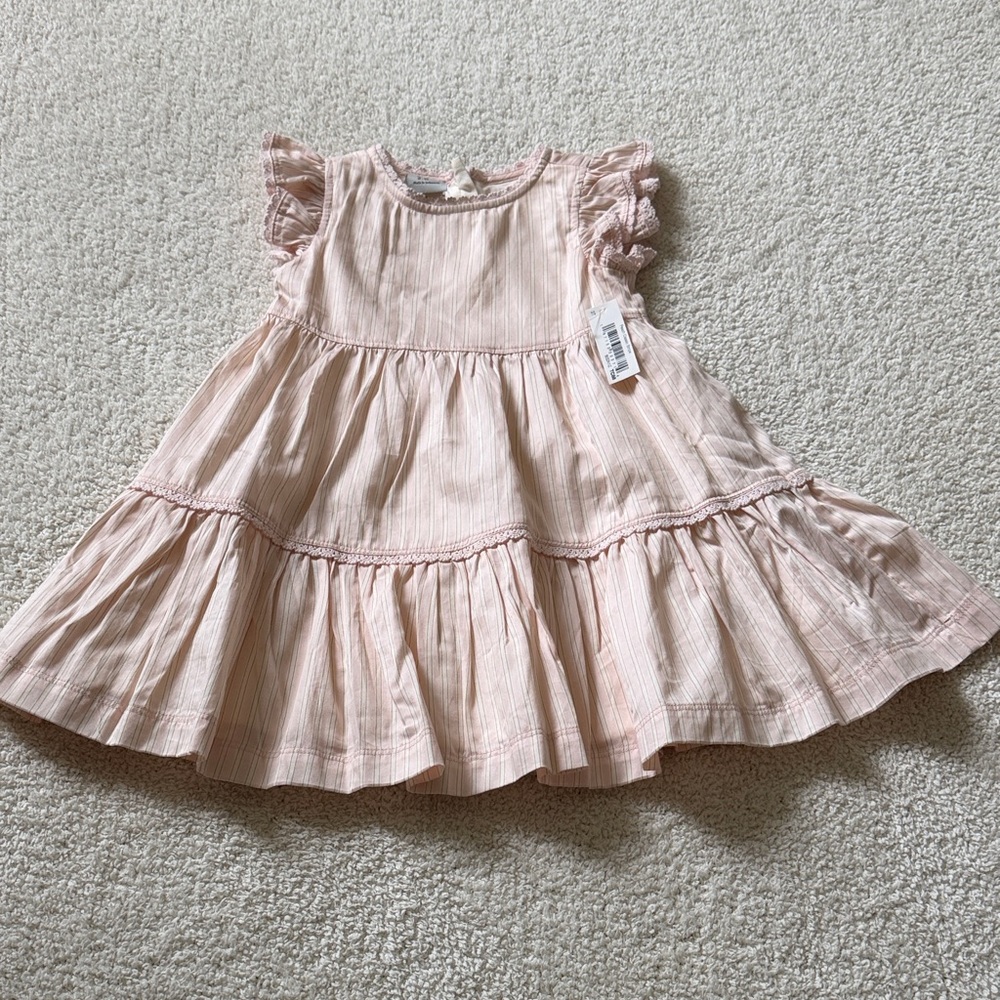 Girls' Light Pink Ruffle Tiered Casual Dress